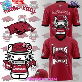 -Arkansas Razorbacks x Hello Kitty 2024 Red Football Jersey