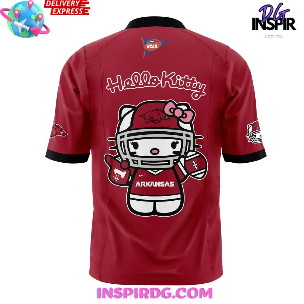 -Arkansas Razorbacks x Hello Kitty 2024 Red Football Jersey