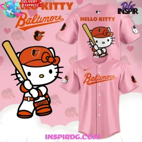 -Baltimore Orioles x Hello Kitty 2024 Pink Baseball Jersey