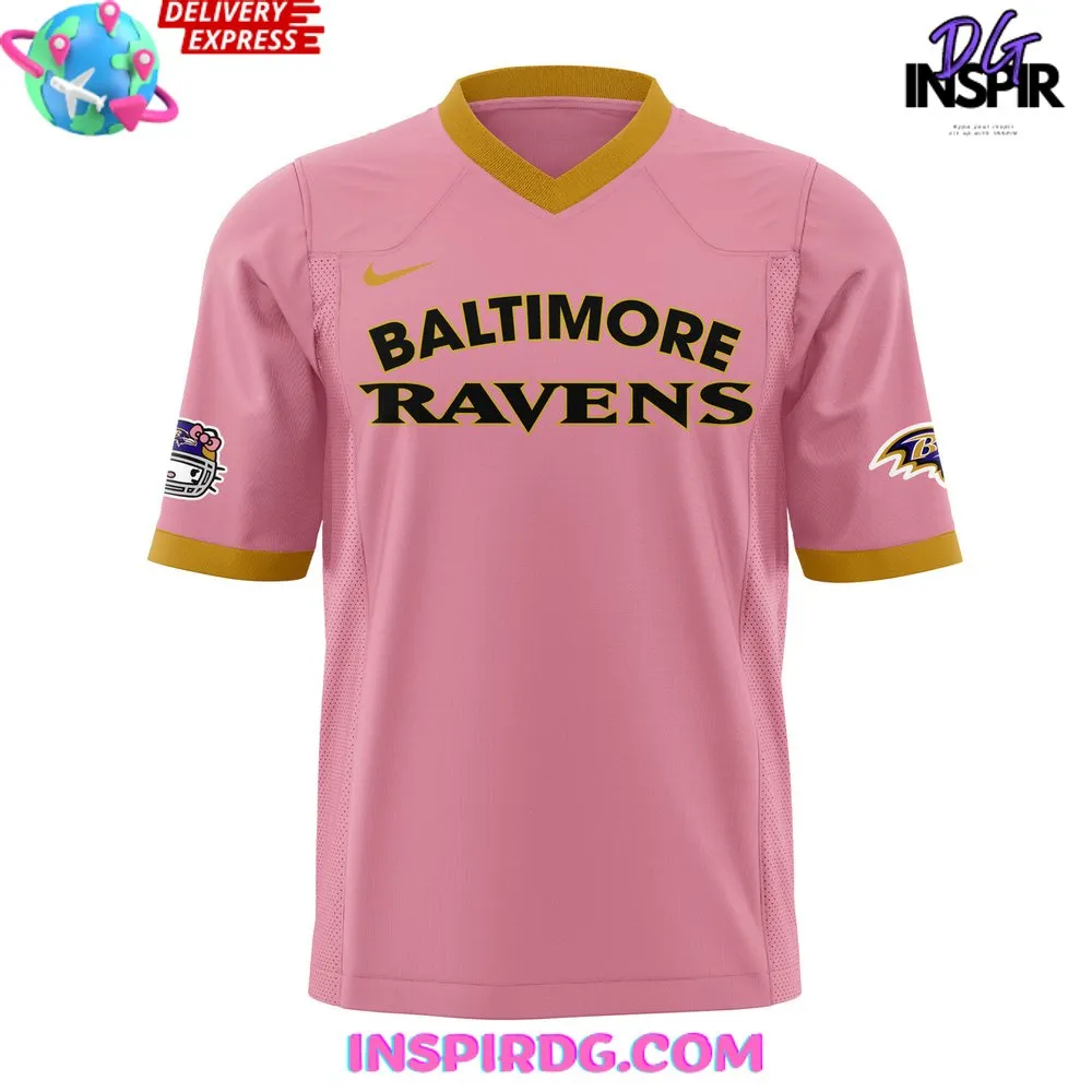 -Baltimore Ravens x Hello Kitty Pink Football Jersey