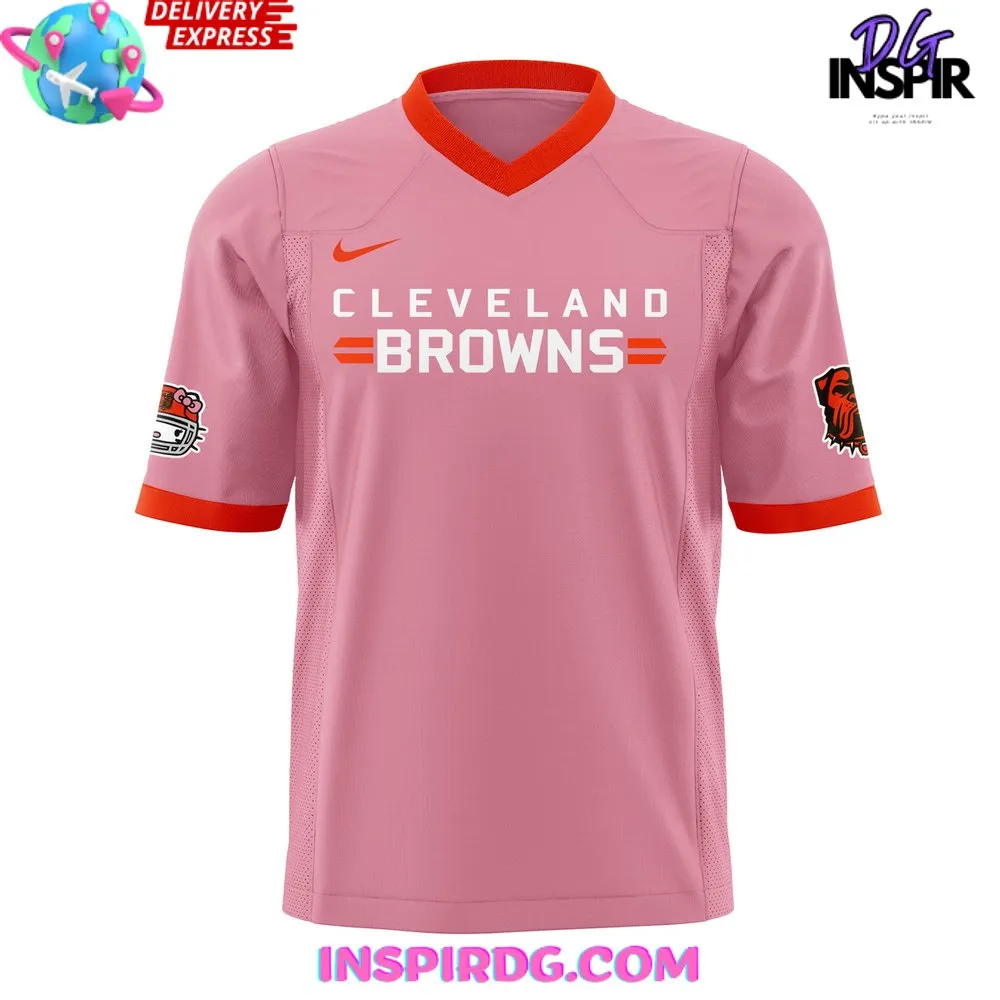 -Cleveland Browns x Hello Kitty Pink Football Jersey