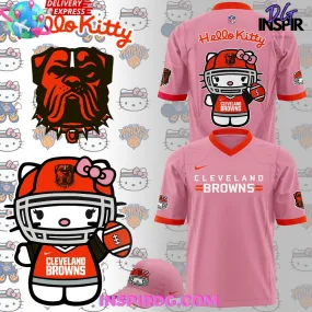 -Cleveland Browns x Hello Kitty Pink Football Jersey