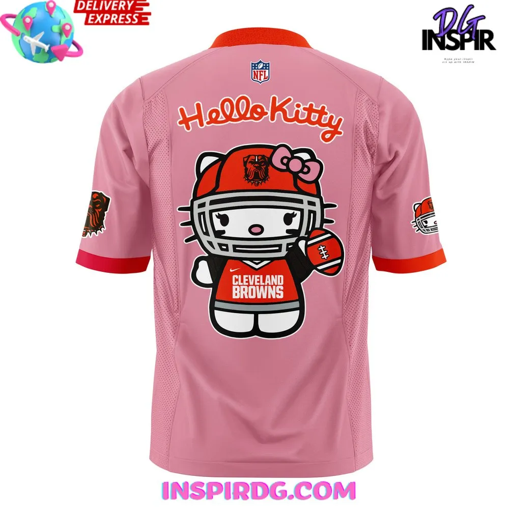 -Cleveland Browns x Hello Kitty Pink Football Jersey