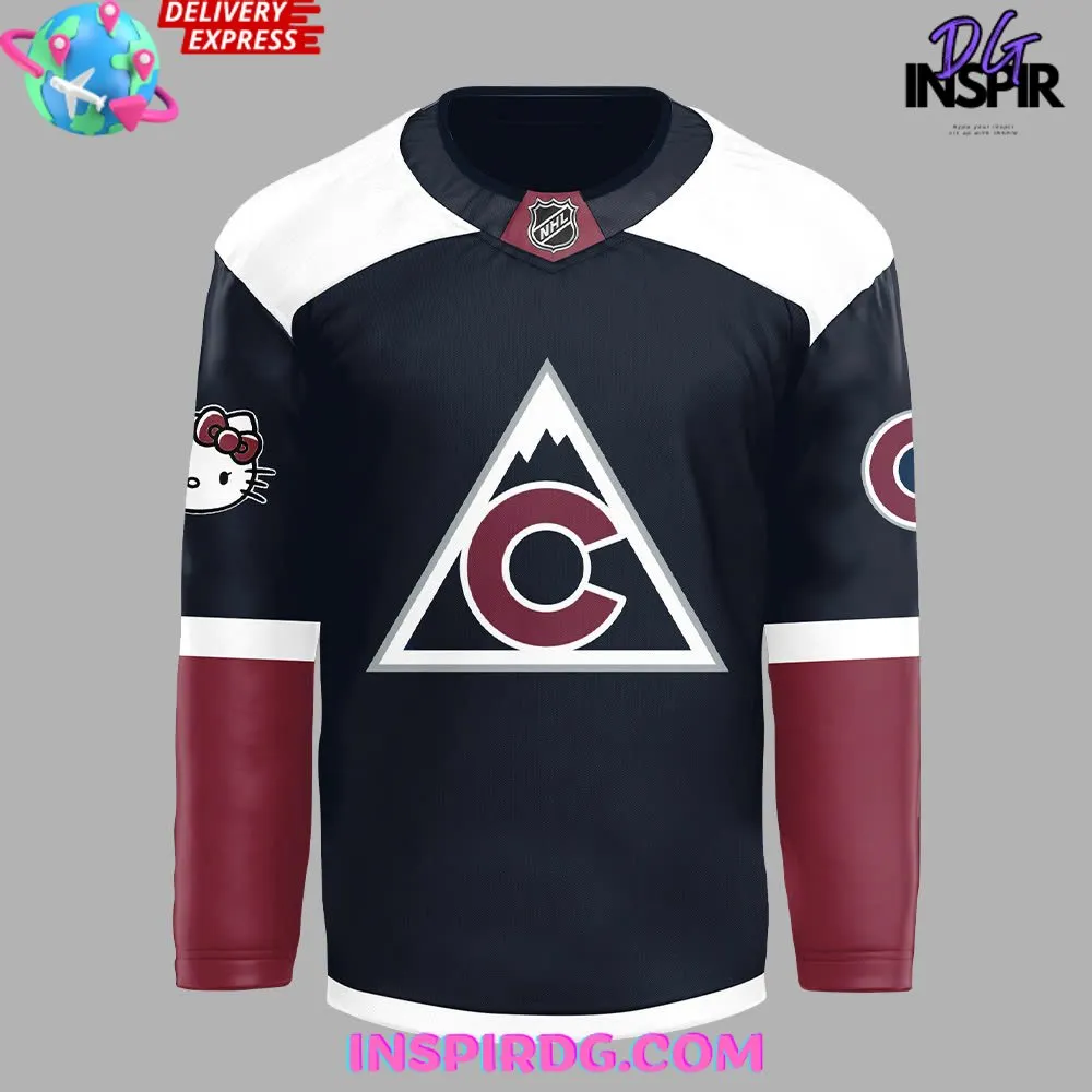 -Colorado Avalanche x Hello Kitty 50th Anniversary Hockey Jersey