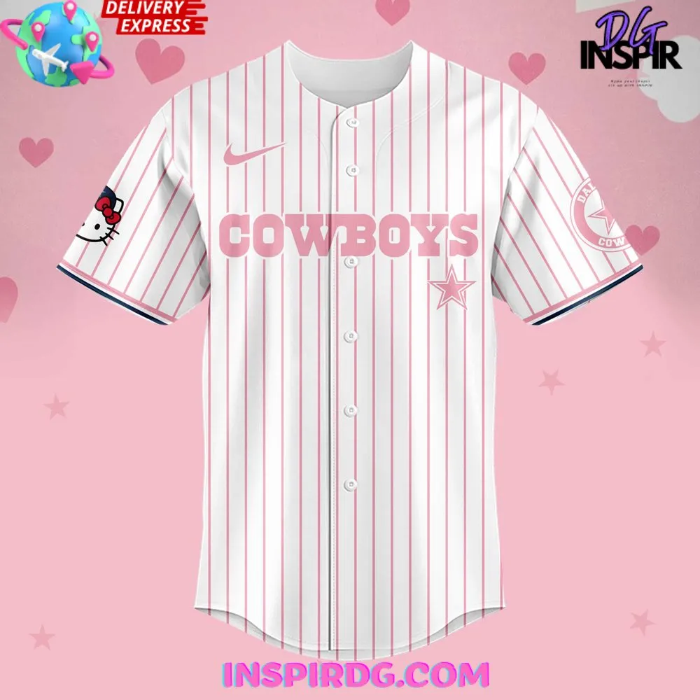 -Dallas Cowboys x Hello Kitty 2024 Stripe Baseball Jersey