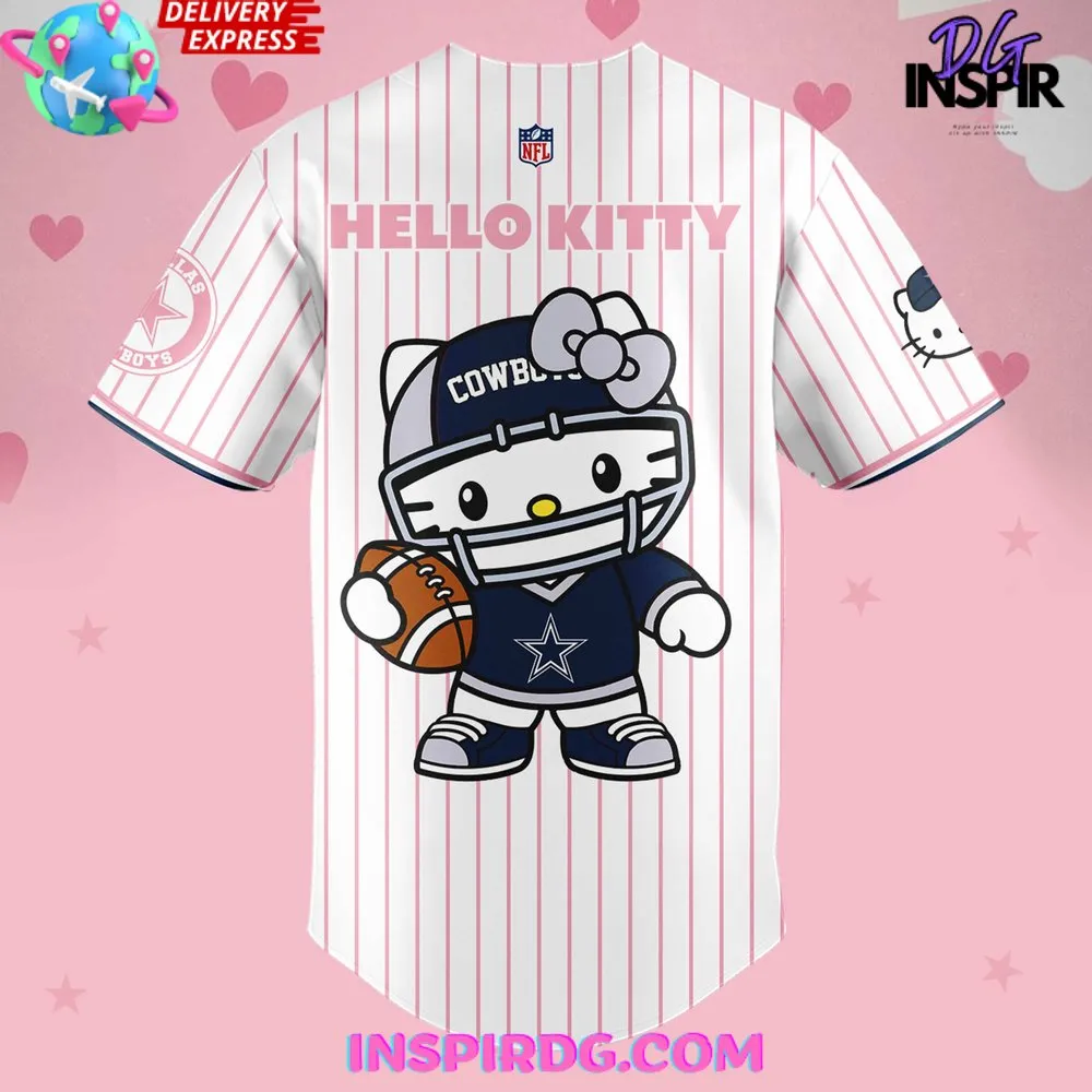 -Dallas Cowboys x Hello Kitty 2024 Stripe Baseball Jersey