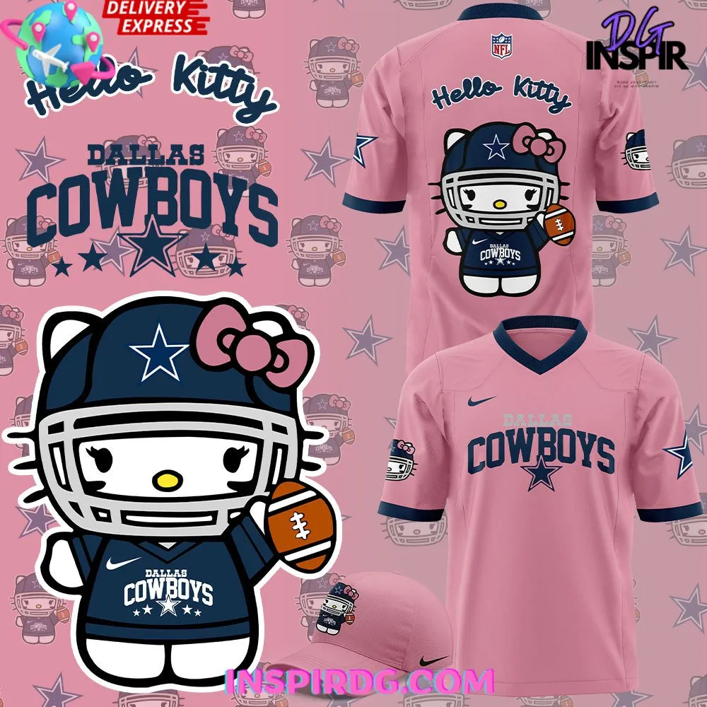 -Dallas Cowboys x Hello Kitty Pink Football Jersey