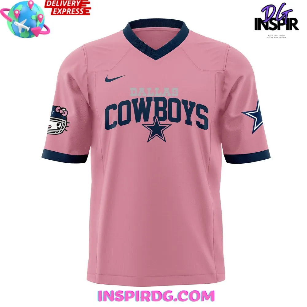 -Dallas Cowboys x Hello Kitty Pink Football Jersey