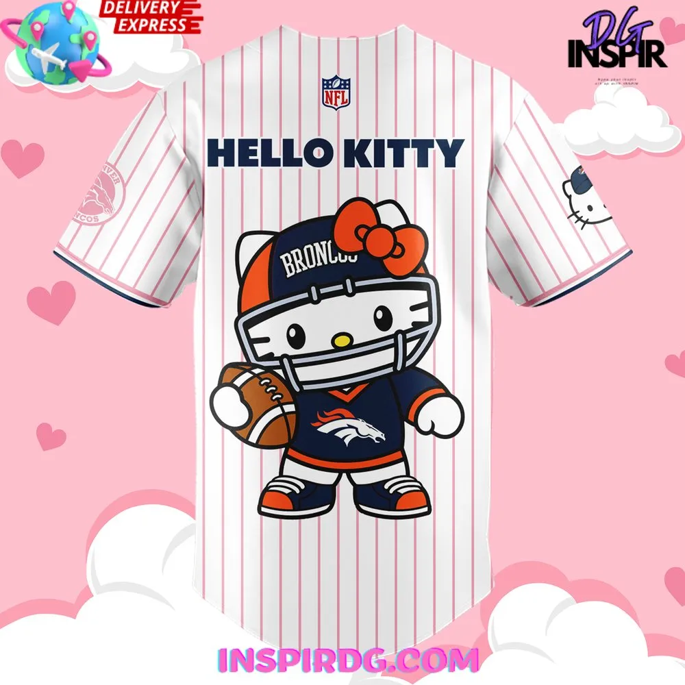 -Denver Broncos x Hello Kitty 2024 Stripe Baseball Jersey