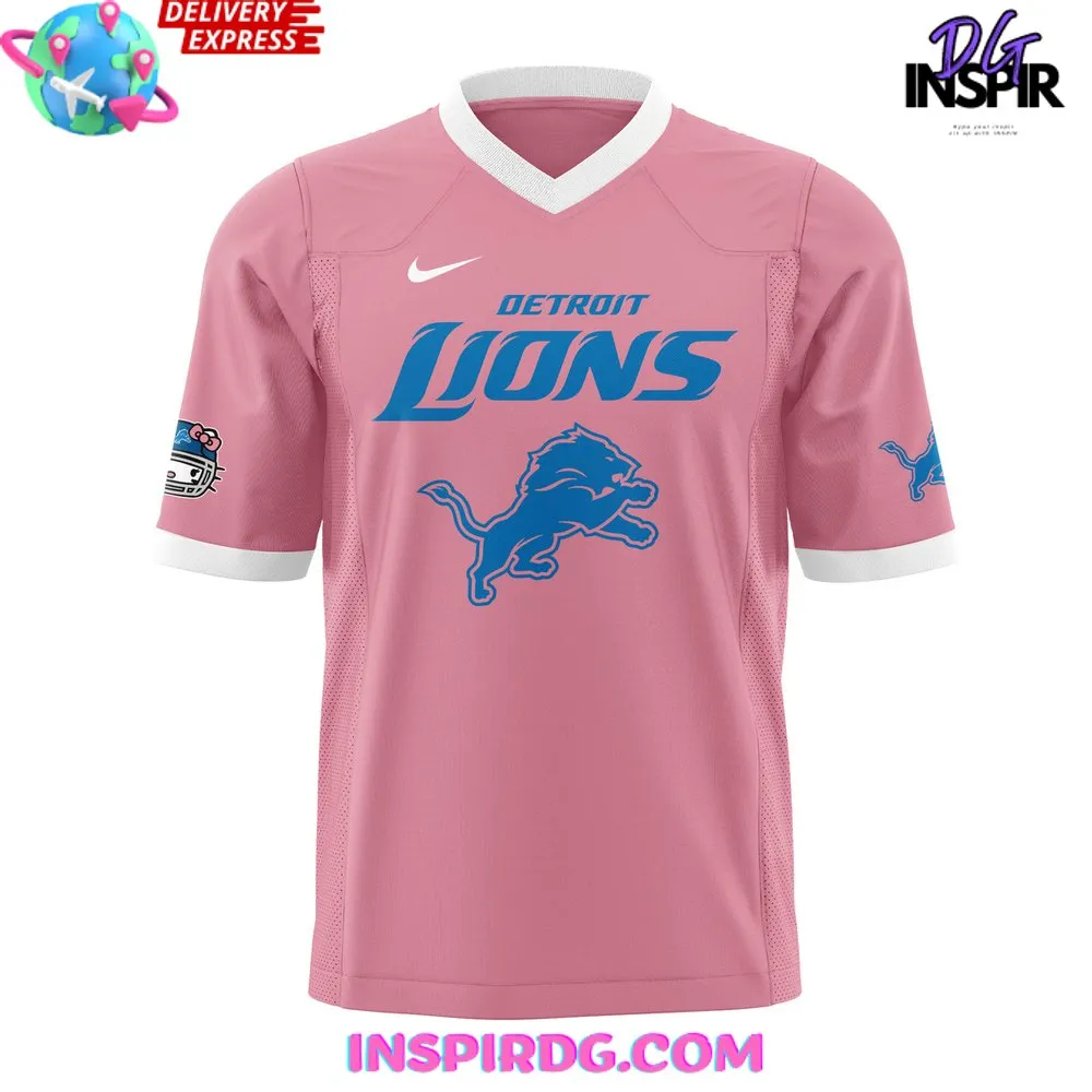 -Detroit Lions x Hello Kitty 2024 Pink Football Jersey