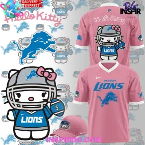 -Detroit Lions x Hello Kitty 2024 Pink Football Jersey