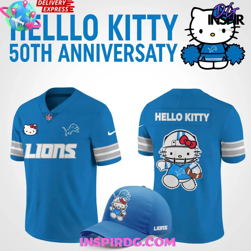 -Detroit Lions x Hello Kitty 50th Anniversary Football Jersey