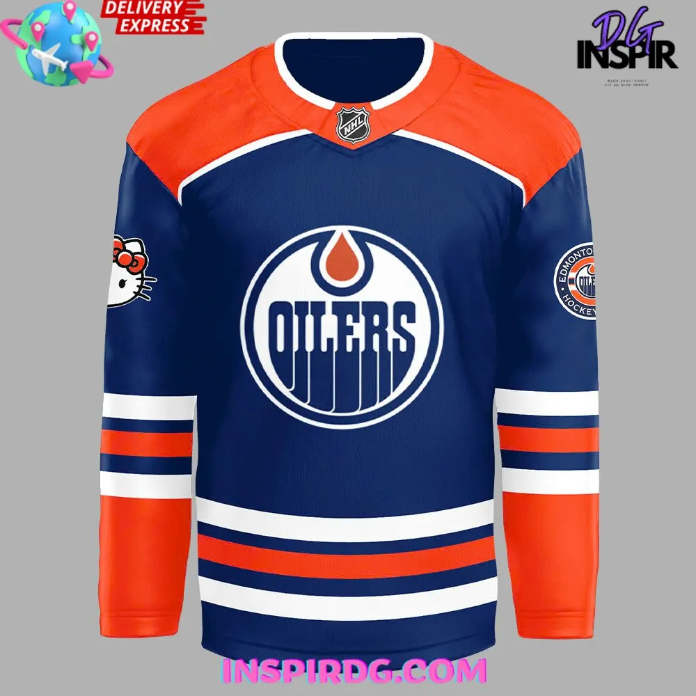 -Edmonton Oilers x Hello Kitty 50th Anniversary Hockey Jersey