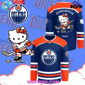 -Edmonton Oilers x Hello Kitty 50th Anniversary Hockey Jersey