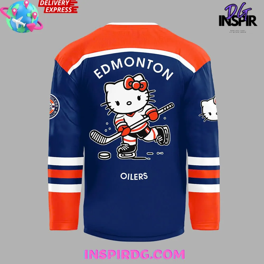 -Edmonton Oilers x Hello Kitty 50th Anniversary Hockey Jersey