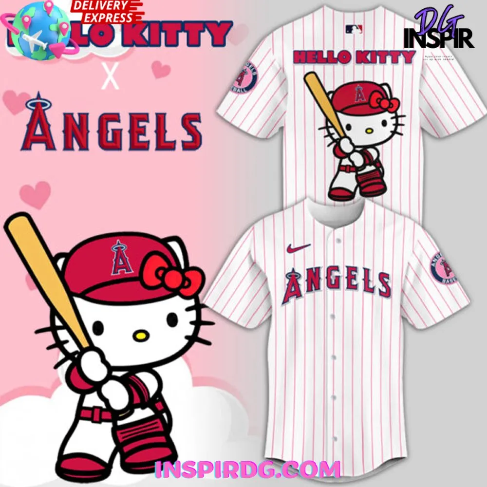 -Hello Kitty x Los Angeles Angels 2024 Red Baseball Jersey