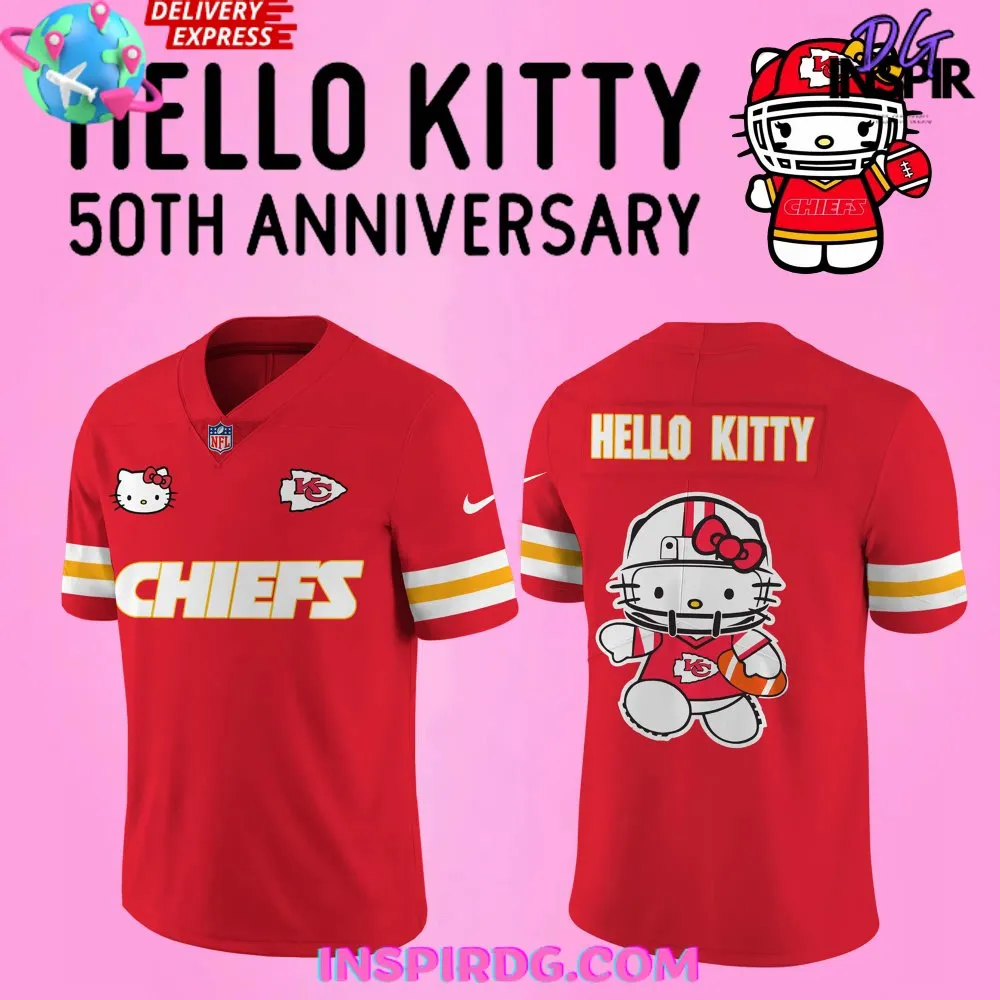 -Kansas City Chiefs x Hello Kitty 50th Anniversary Football Jersey