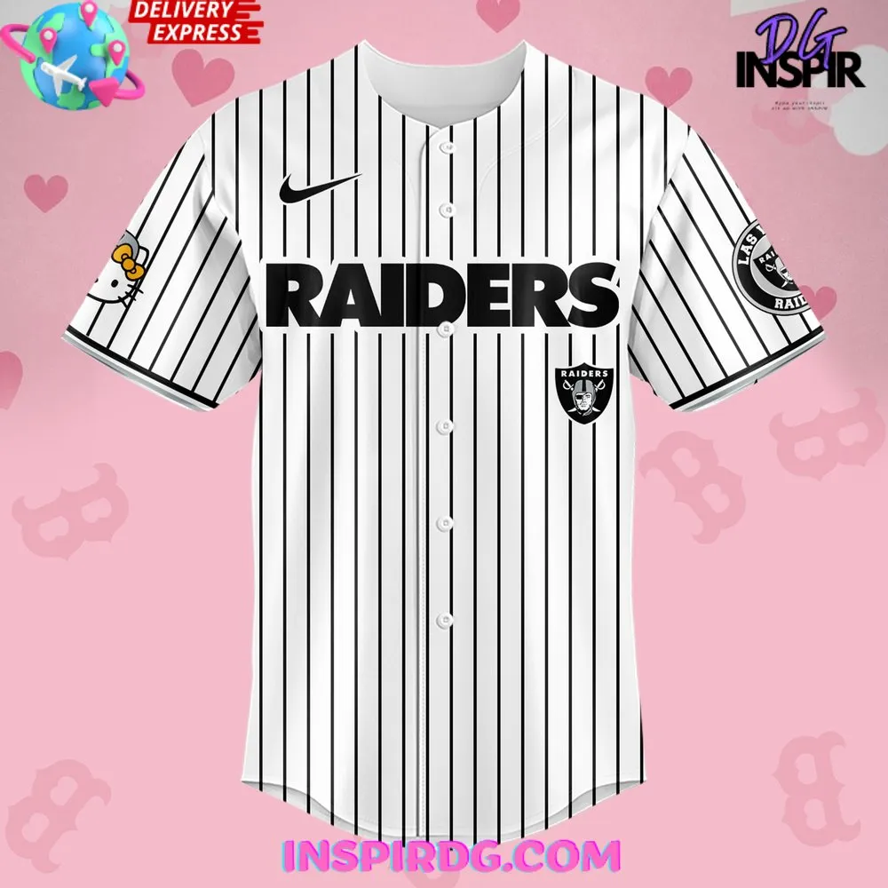 -Las Vegas Raiders x Hello Kitty 2024 Stripe Baseball Jersey