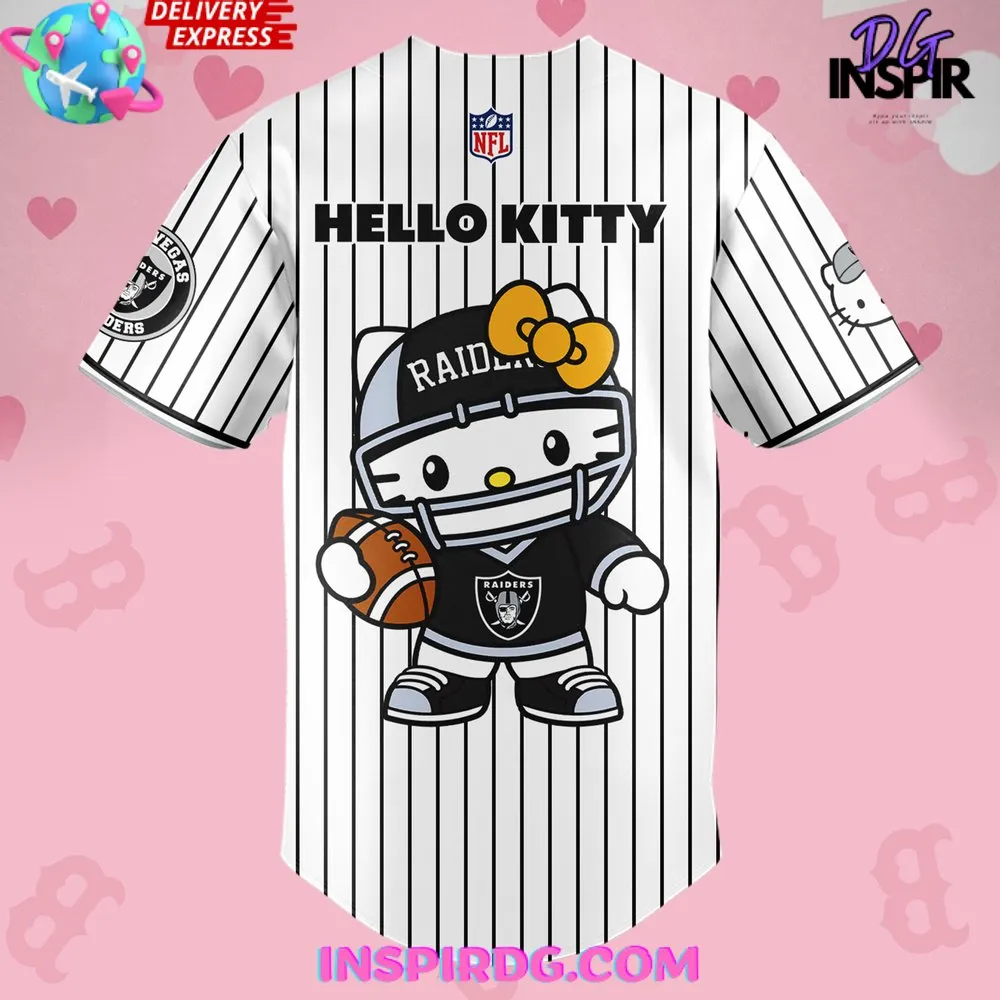 -Las Vegas Raiders x Hello Kitty 2024 Stripe Baseball Jersey