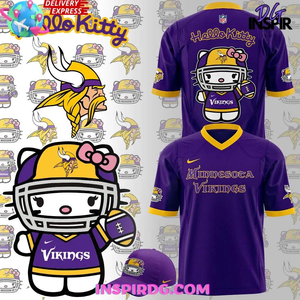 -Minnesota Vikings x Hello Kitty 2024 Football Jersey