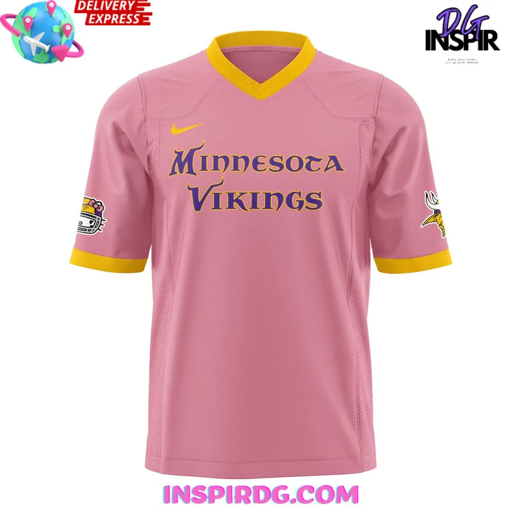 -Minnesota Vikings x Hello Kitty 2024 Pink Football Jersey