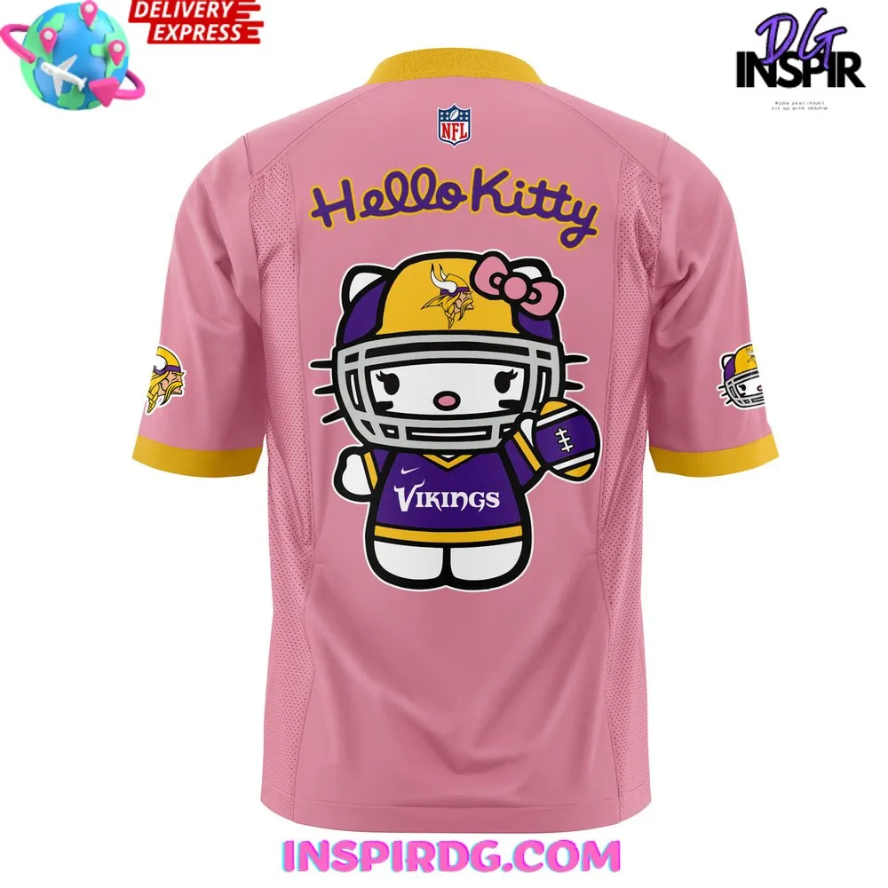 -Minnesota Vikings x Hello Kitty 2024 Pink Football Jersey