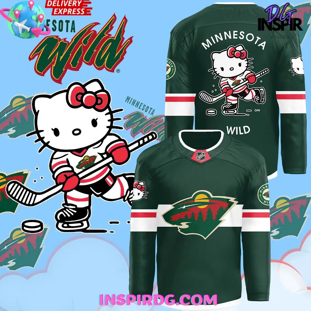 -Minnesota Wild x Hello Kitty 50th Anniversary Limited Hockey Jersey