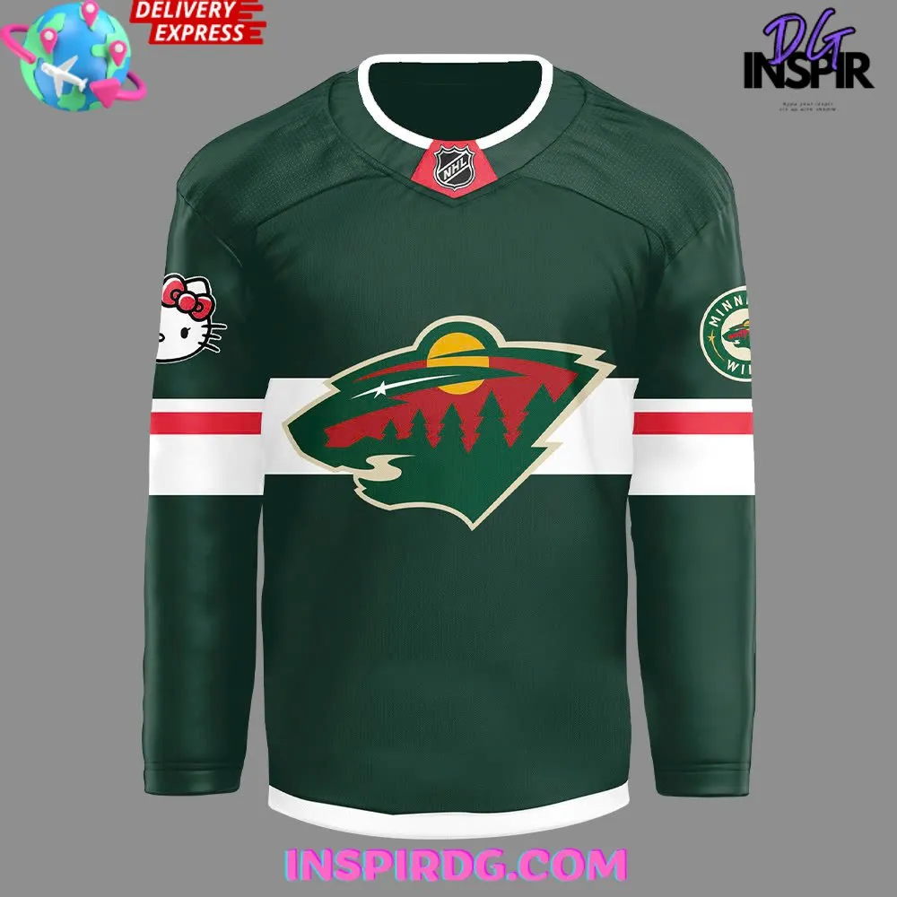 -Minnesota Wild x Hello Kitty 50th Anniversary Limited Hockey Jersey