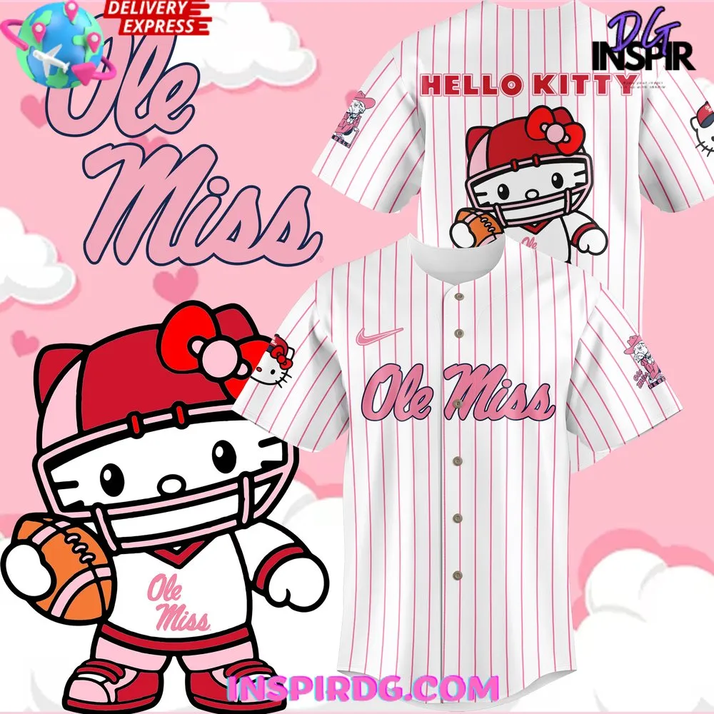 -Ole Miss Rebels x Hello Kitty 2024 Stripe Baseball Jersey