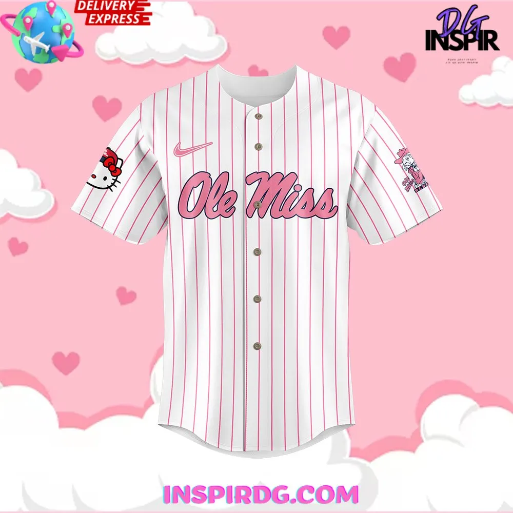 -Ole Miss Rebels x Hello Kitty 2024 Stripe Baseball Jersey