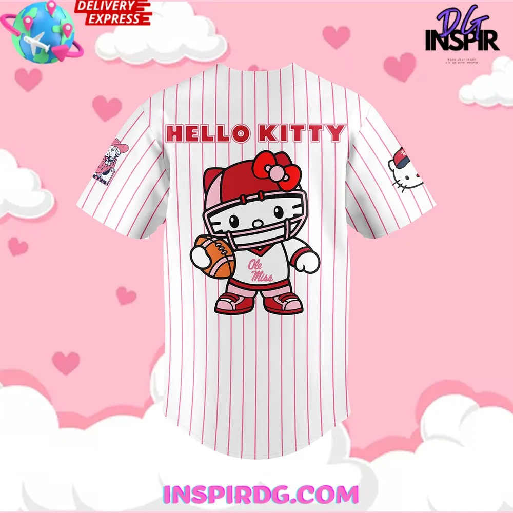 -Ole Miss Rebels x Hello Kitty 2024 Stripe Baseball Jersey