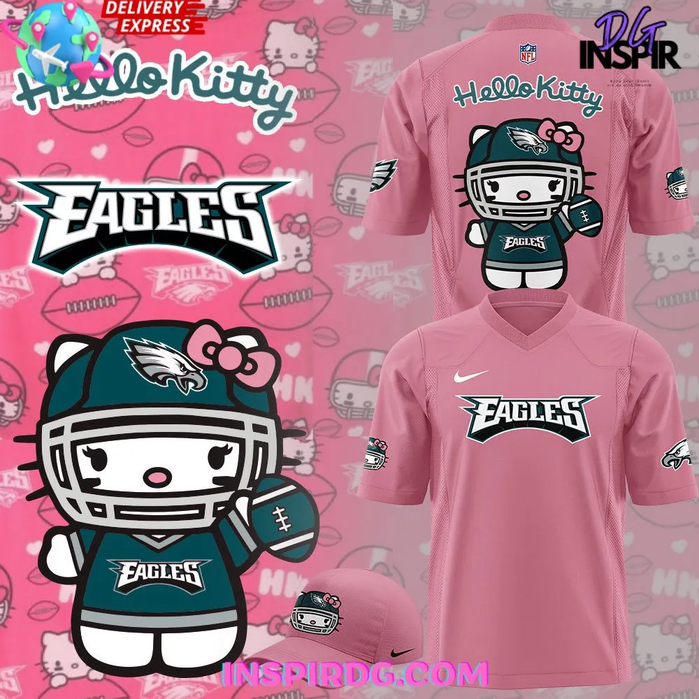 -Philadelphia Eagles x Hello Kitty Pink Football Jersey