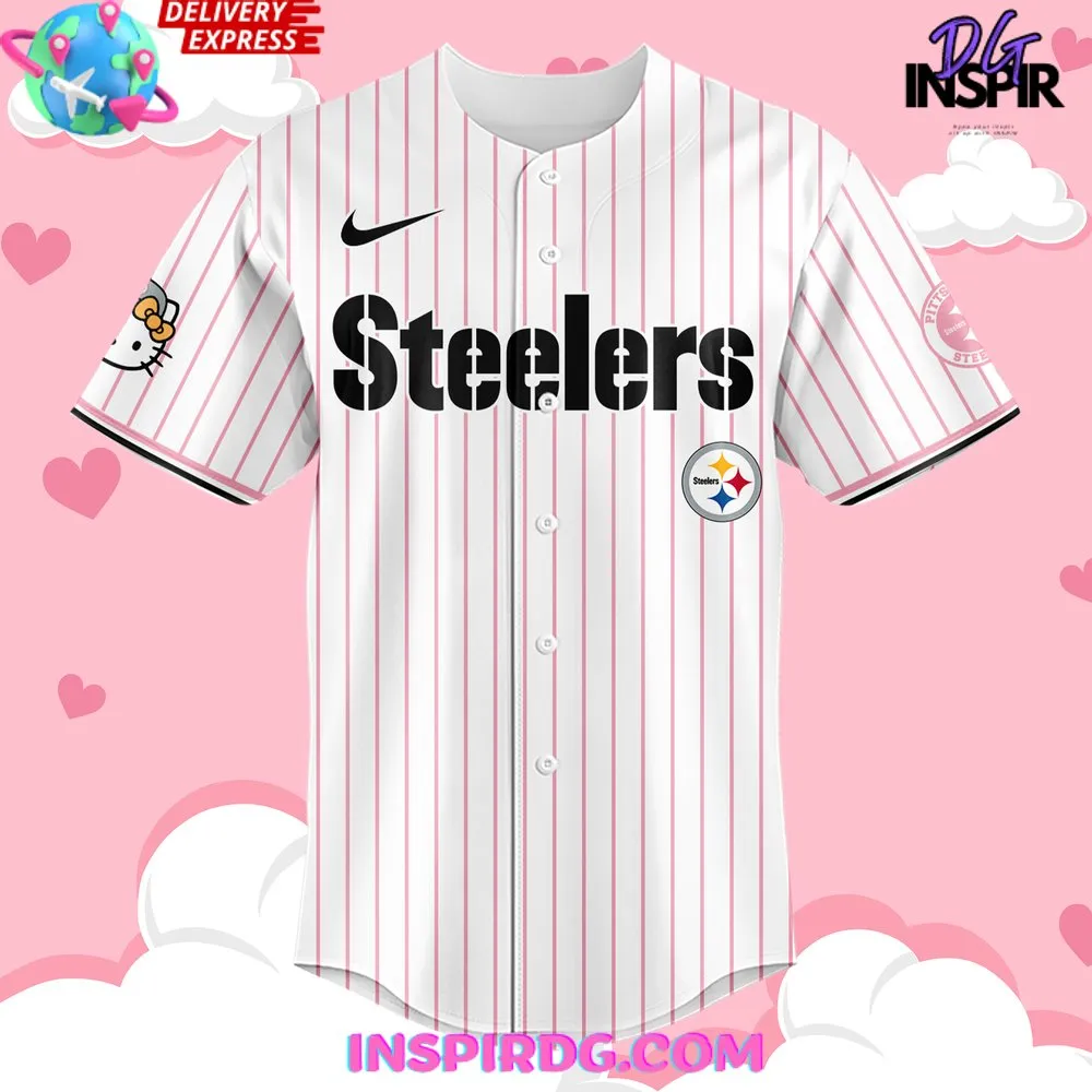 -Pittsburgh Steelers x Hello Kitty 2024 Stripe Baseball Jersey