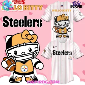 -Pittsburgh Steelers x Hello Kitty 2024 Stripe Baseball Jersey