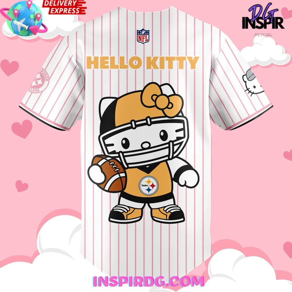 -Pittsburgh Steelers x Hello Kitty 2024 Stripe Baseball Jersey