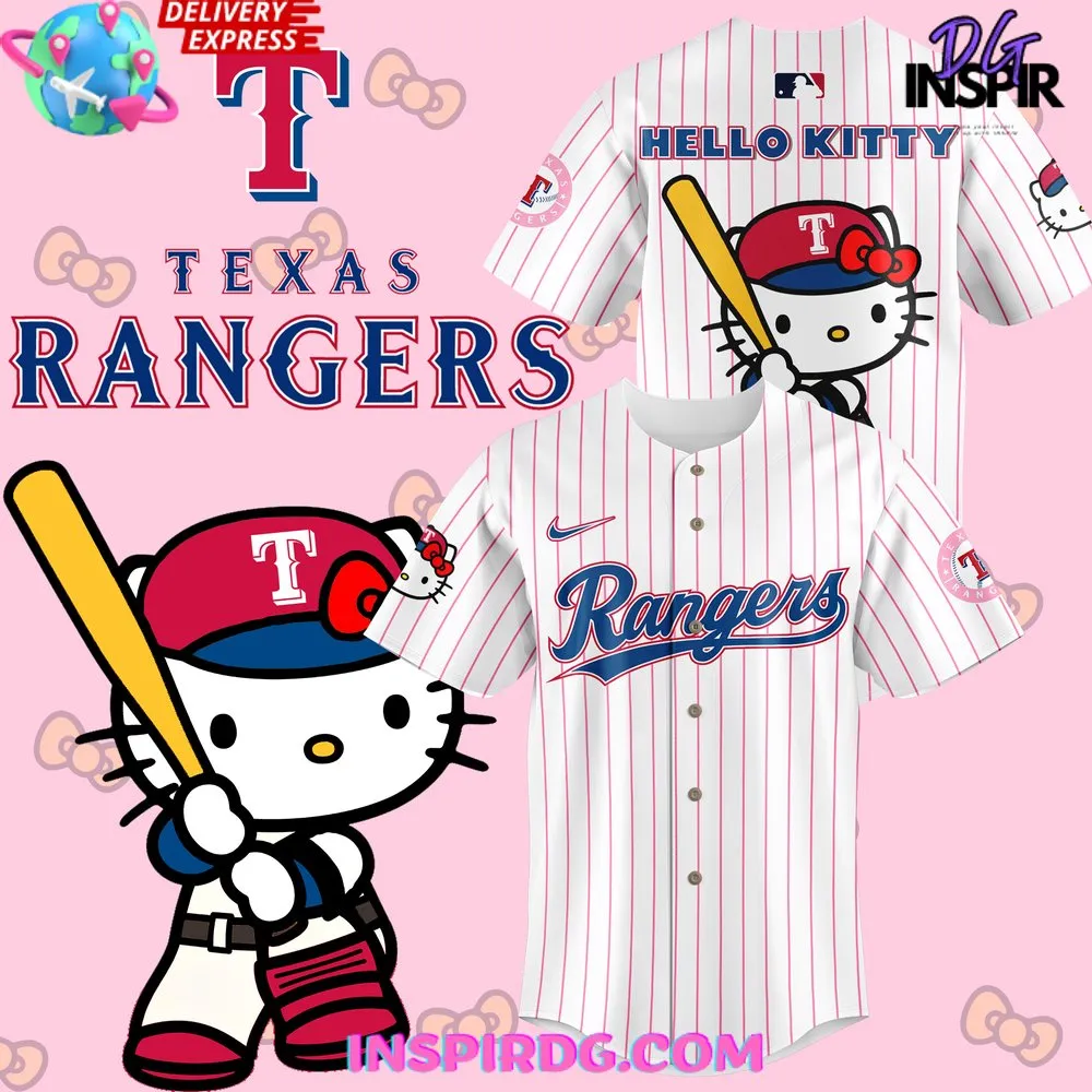 -Texas Rangers x Hello Kitty Night 2024 Stripe Baseball Jersey