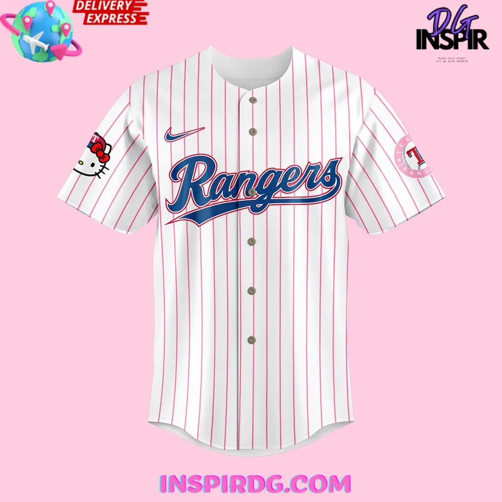 -Texas Rangers x Hello Kitty Night 2024 Stripe Baseball Jersey