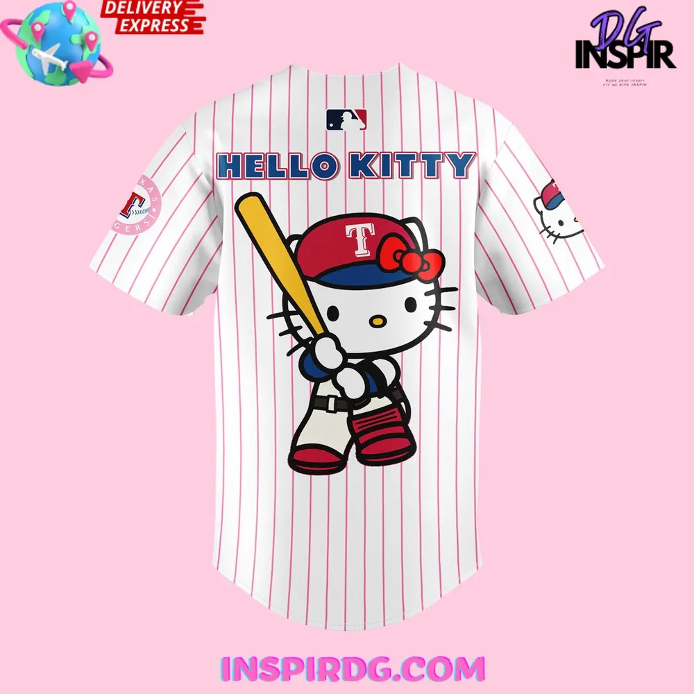 -Texas Rangers x Hello Kitty Night 2024 Stripe Baseball Jersey