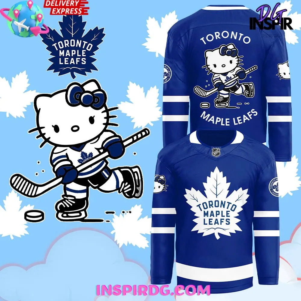 -Toronto Maple Leafs x Hello Kitty 50th Anniversary Blue Hockey Jersey