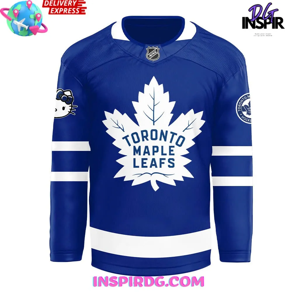 -Toronto Maple Leafs x Hello Kitty 50th Anniversary Blue Hockey Jersey