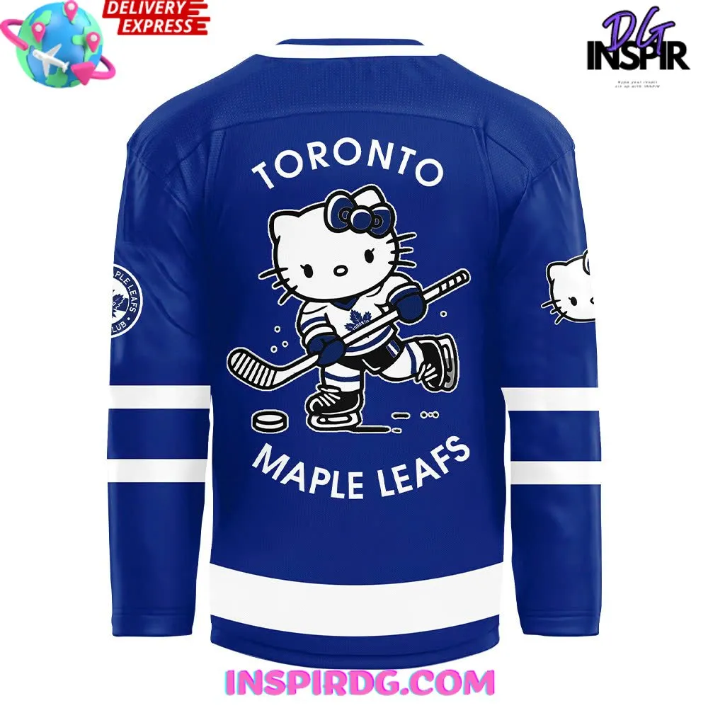 -Toronto Maple Leafs x Hello Kitty 50th Anniversary Blue Hockey Jersey