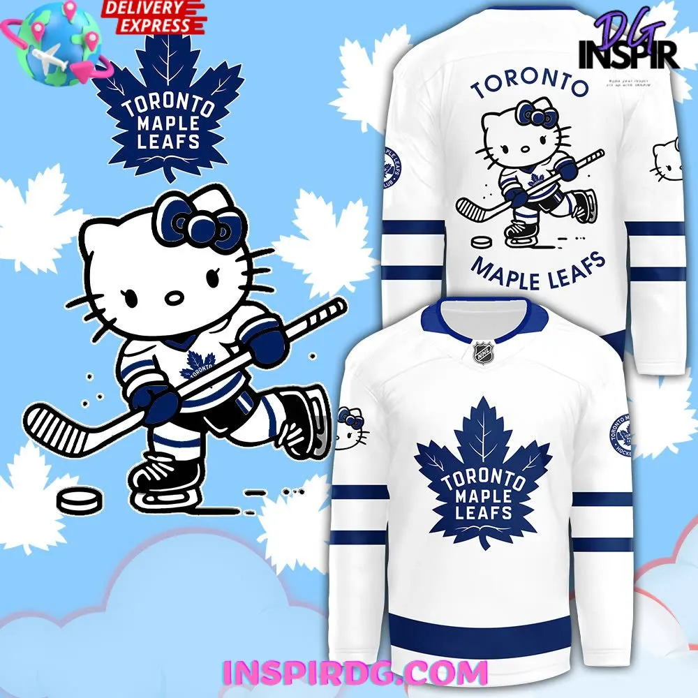 -Toronto Maple Leafs x Hello Kitty 50th Anniversary White Hockey Jersey