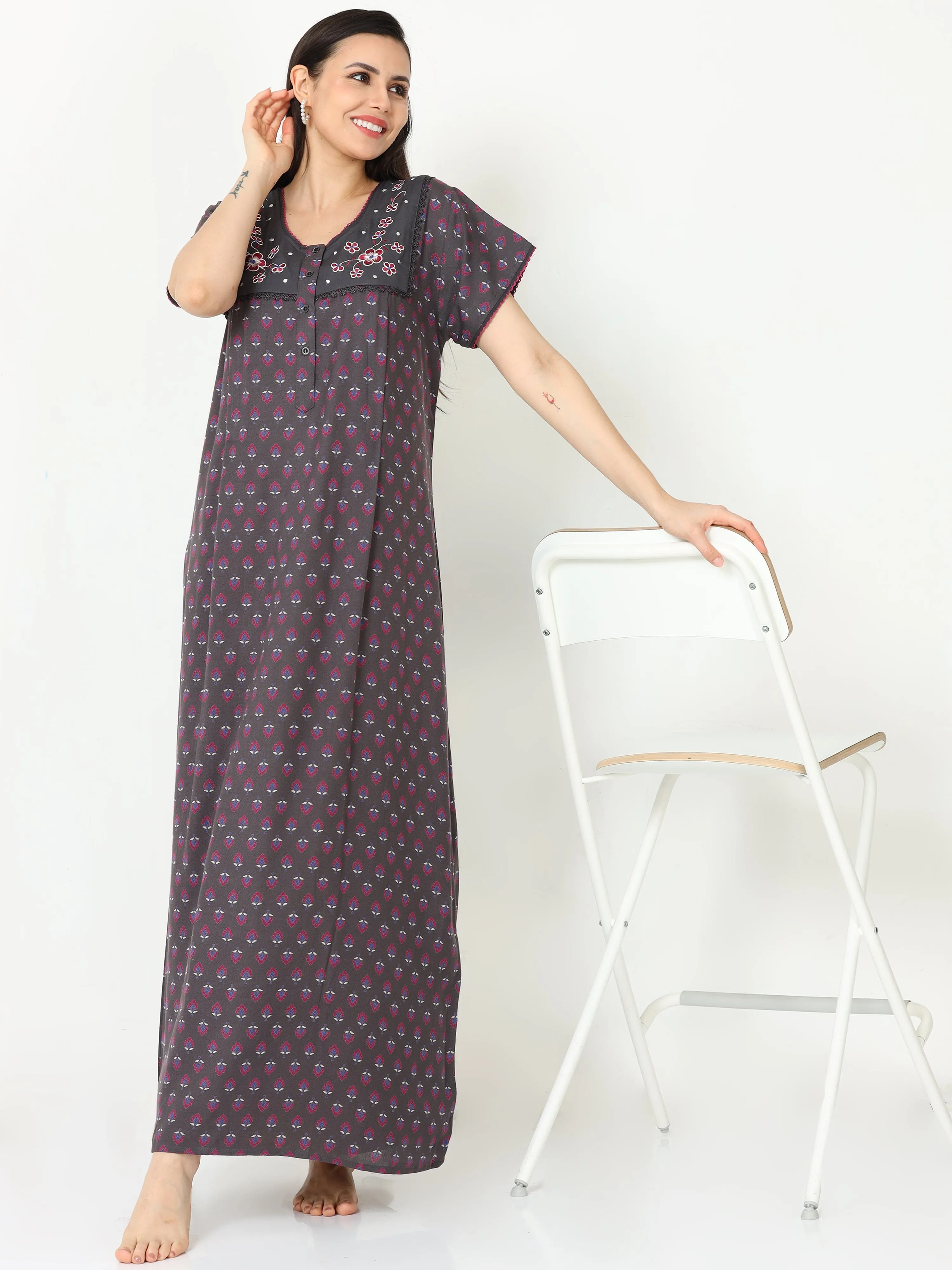 Alpine Maternity Feeding Nighty Grey