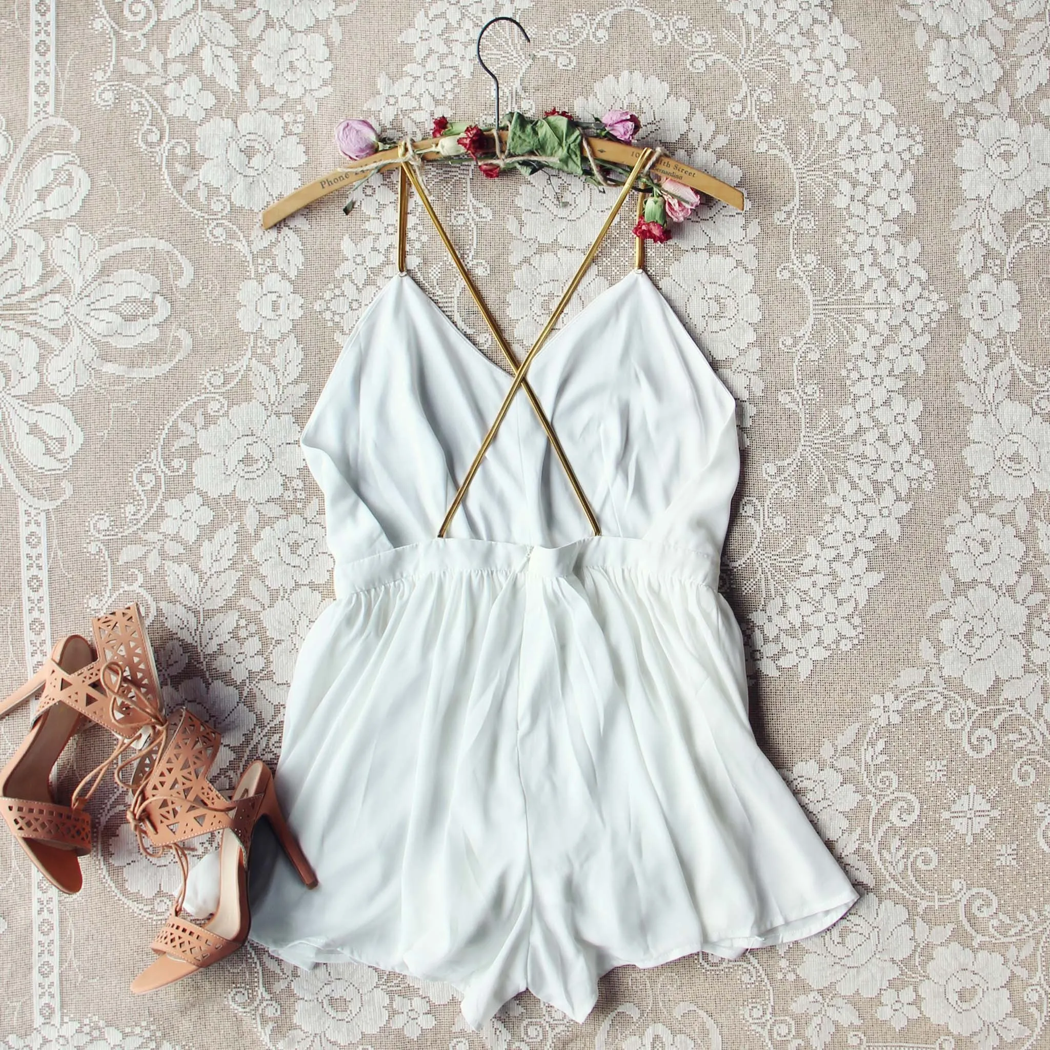 Ancient Rose Romper in White