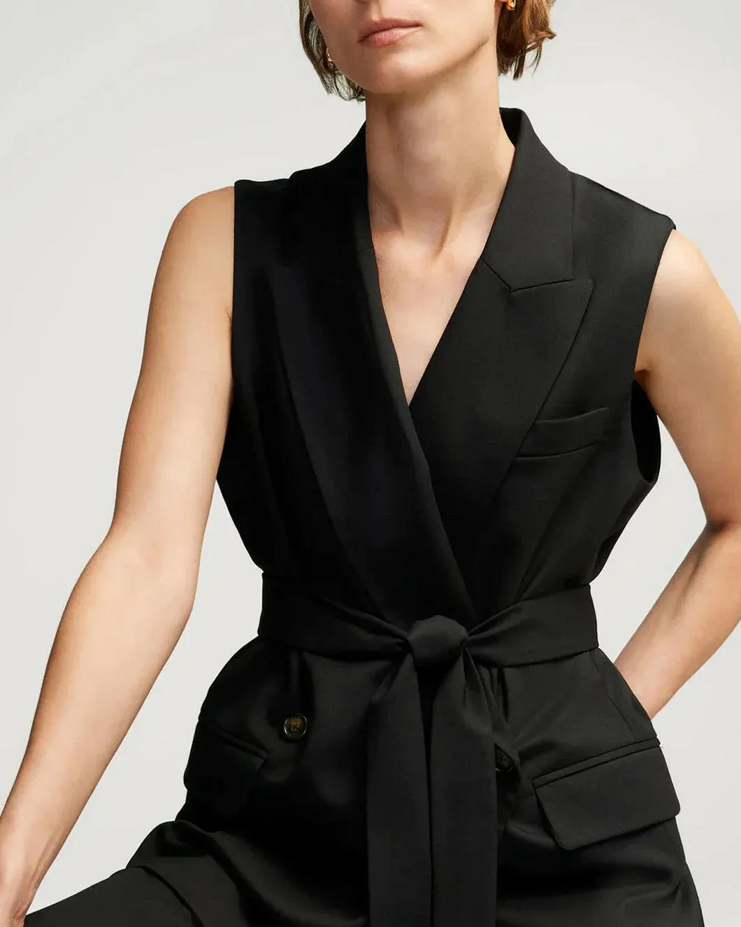   Argent Belted Vest in Seasonless Wool  