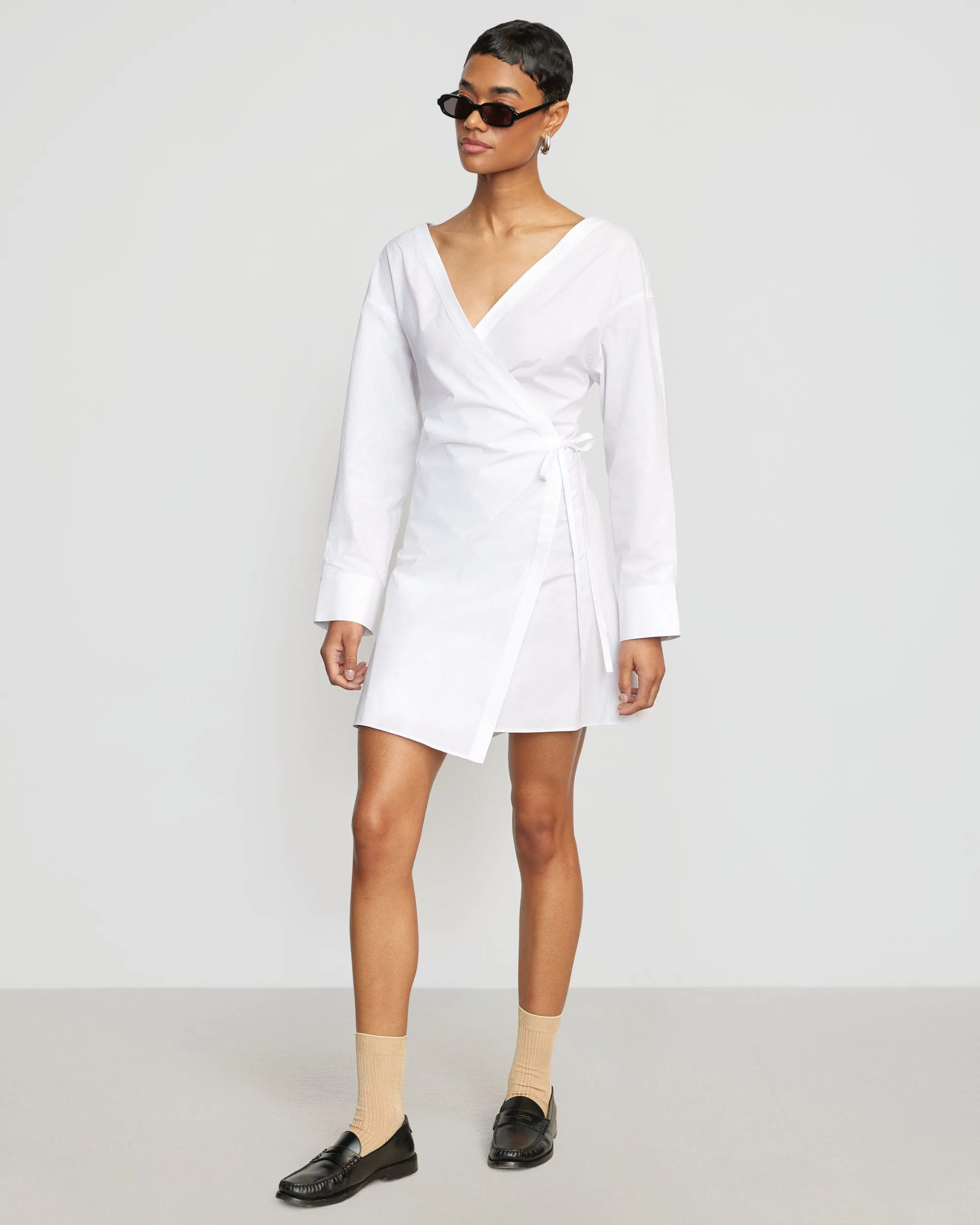 Ari V-Neck Wrap Dress | White