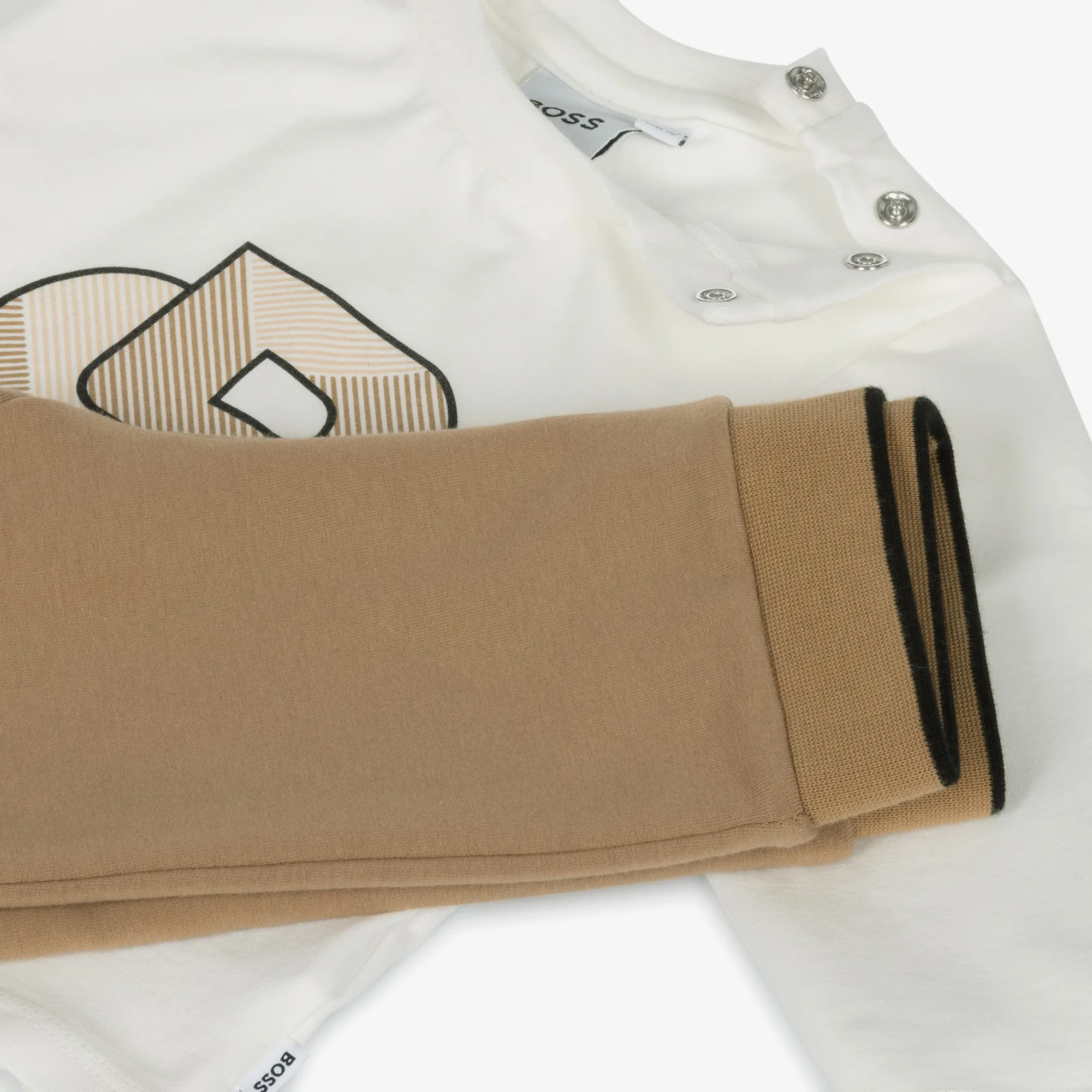 Baby Boys Beige Cotton Tracksuit Set