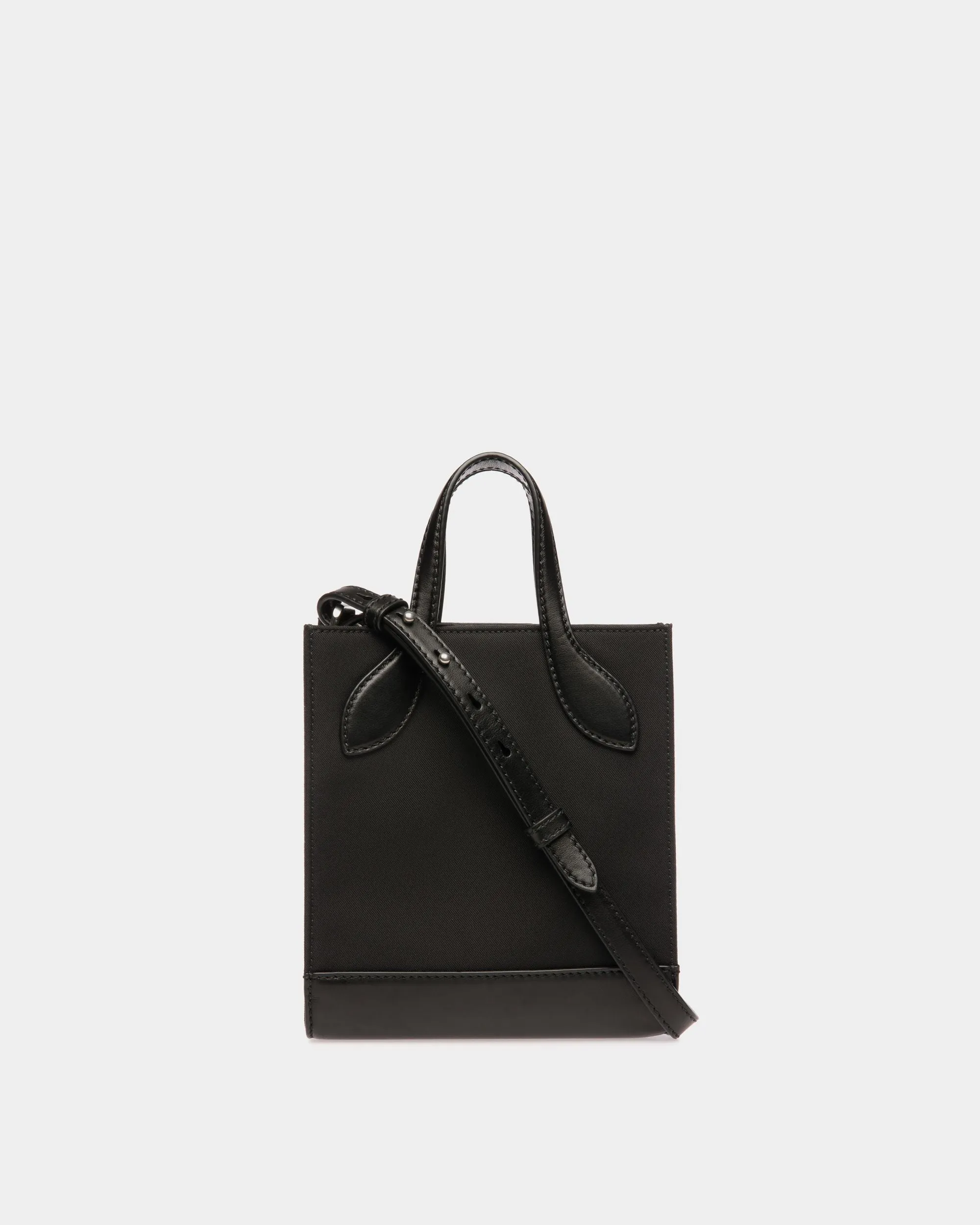 Bar Mini Tote Bag In Black Nylon And Leather