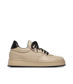 Beige and black leather sneakers