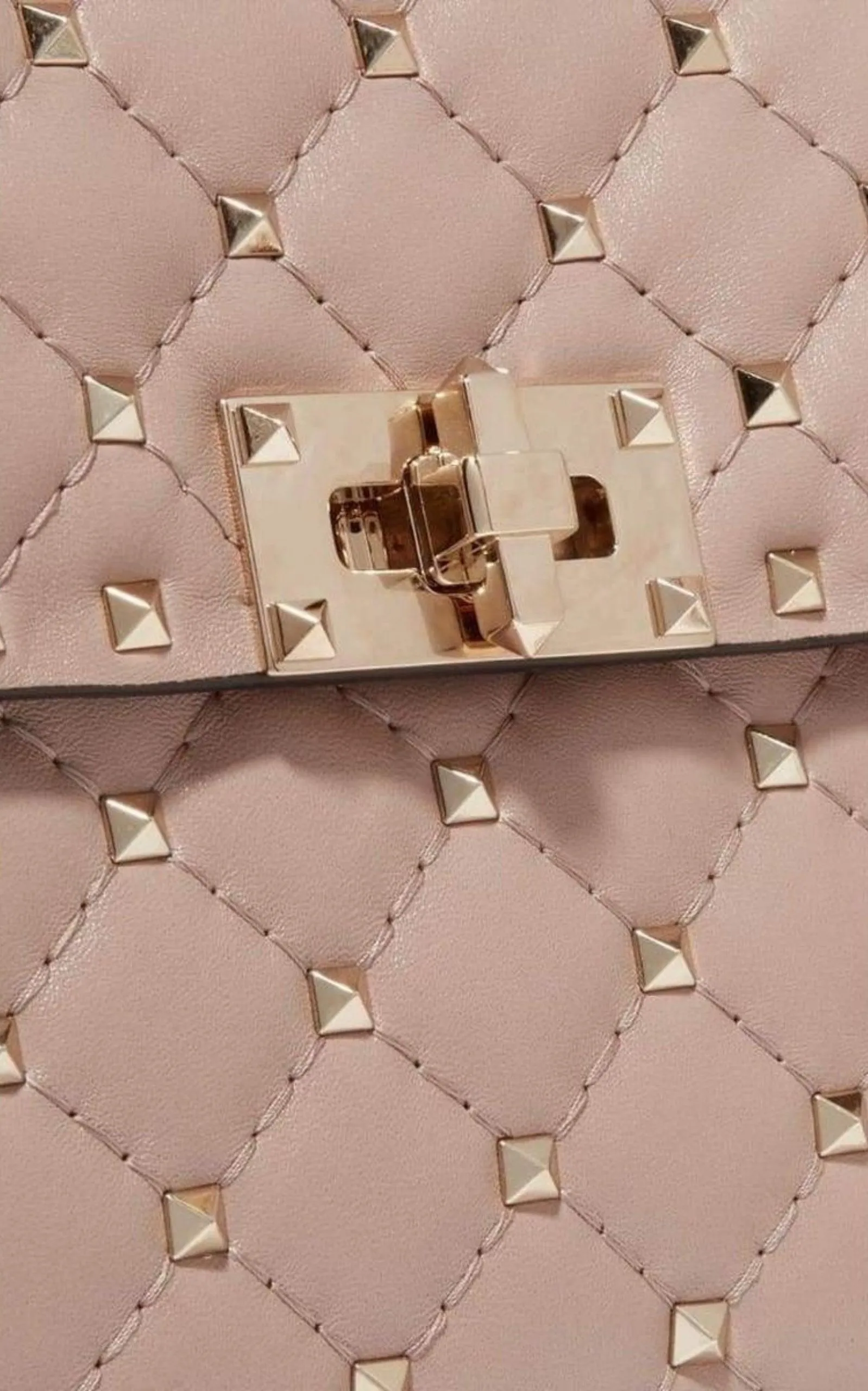Beige Medium Rockstud Matelassé Bag